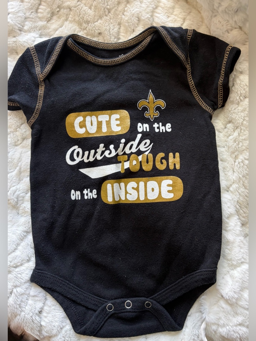 NFL Team Apparel New Orleans Saints Girls Bodysuit — 12M ⚜️🖤💛